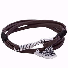 Load image into Gallery viewer, Bracelets Battle Axe Wraparound Leather Bracelets