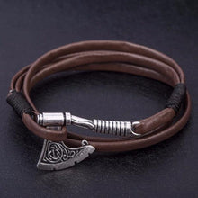 Load image into Gallery viewer, Bracelets Battle Axe Wraparound Leather Bracelets