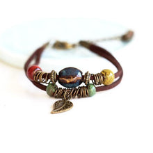 Load image into Gallery viewer, Bracelets Bohemian Style Leaf Hippie Beads Ceramic Bracelet