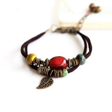 Load image into Gallery viewer, Bracelets Bohemian Style Leaf Hippie Beads Ceramic Bracelet