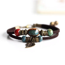 Load image into Gallery viewer, Bracelets Bohemian Style Leaf Hippie Beads Ceramic Bracelet