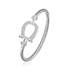 Load image into Gallery viewer, Bracelets Horseshoe Silver Clasp Bangle Bracelet