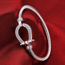 Load image into Gallery viewer, Bracelets Horseshoe Silver Clasp Bangle Bracelet