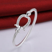 Load image into Gallery viewer, Bracelets Horseshoe Silver Clasp Bangle Bracelet
