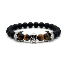 Load image into Gallery viewer, Bracelets Spartan Skull Tiger Eye Men's Bracelet