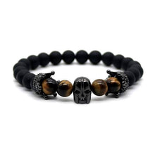 Load image into Gallery viewer, Bracelets Spartan Skull Tiger Eye Men's Bracelet