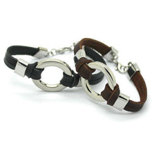 Load image into Gallery viewer, Bracelets Stainless Steel Circle Genuine Leather Men&#39;s Bracelet [2 Variants]
