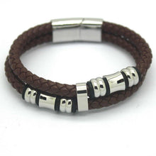 Load image into Gallery viewer, Bracelets Stainless Steel Genuine Leather Men's Bracelet