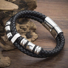 Load image into Gallery viewer, Bracelets Stainless Steel Genuine Leather Men's Bracelet