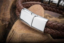 Load image into Gallery viewer, Bracelets Stainless Steel Genuine Leather Men's Bracelet
