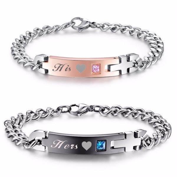 His' and 'Hers' Stainless Couples Bracelet - Main Image