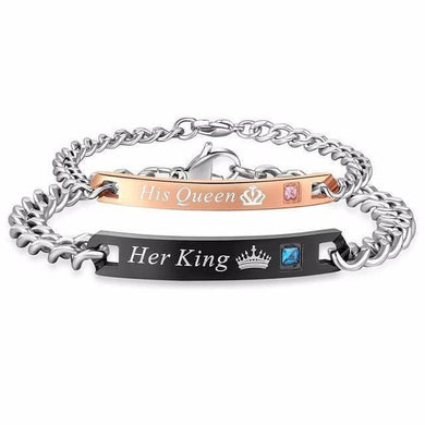 Bracelets 'His Crowned Queen and Her Crowned King' Stainless Couples Bracelet