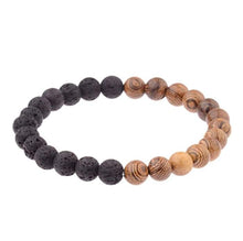 Load image into Gallery viewer, Bracelets Lava Stone Essential Oil Bracelet - Wood Beads