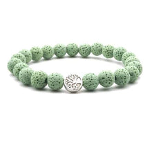 Load image into Gallery viewer, Bracelets Light Green Lava Stone Tree of Life Essential Oil Bracelet