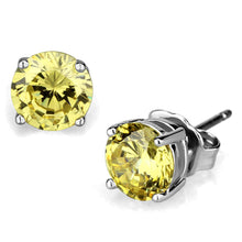 Load image into Gallery viewer, Earrings Citrine Yellow CZ Rhodium Earrings
