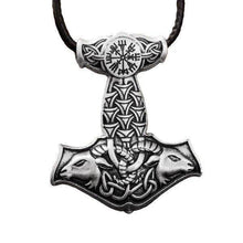 Load image into Gallery viewer, Necklaces Thor's Hammer Amulet Pendant Necklace with Goat Embellishment