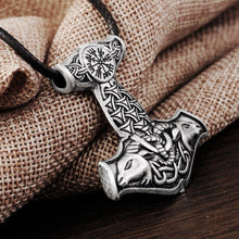 Load image into Gallery viewer, Necklaces Thor's Hammer Amulet Pendant Necklace with Goat Embellishment