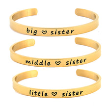 Load image into Gallery viewer, Bracelets Big, Middle, Little Sister Stainless Steel Bangle Cuff Bracelet