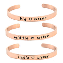 Load image into Gallery viewer, Bracelets Big, Middle, Little Sister Stainless Steel Bangle Cuff Bracelet