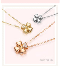 Load image into Gallery viewer, Necklaces 18K Rose Gold Four Leaf Clover Pendant Diamond Necklace