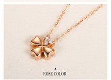 Load image into Gallery viewer, Necklaces 18K Rose Gold Four Leaf Clover Pendant Diamond Necklace
