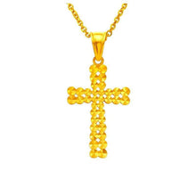 Load image into Gallery viewer, Necklaces 24K Pure Gold Beaded Cross Pendant
