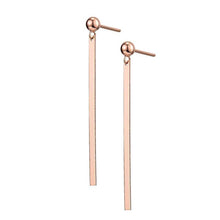 Load image into Gallery viewer, Earrings 18K Rose Gold Bar Dangle Earrings