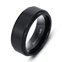 Load image into Gallery viewer, Rings Black Titanium Steel Engraved Band Ring