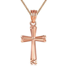 Load image into Gallery viewer, Necklaces 18K Rose Gold Cross Pendant Necklace