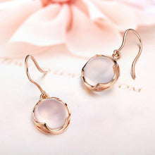 Load image into Gallery viewer, Earrings Natural Hibiscus Stone 18K Pure 750 Solid Gold Earrings