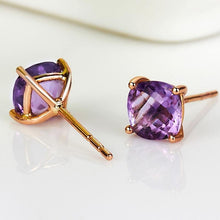Load image into Gallery viewer, Earrings Natural Amethyst 18K Pure 750 Solid Gold Earrings