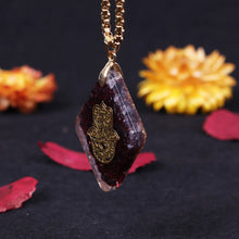 Load image into Gallery viewer, Necklaces Natural garnet Orgonite Pendant Hand of Fatifa Energy Necklace Healing