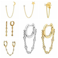 Load image into Gallery viewer, Earrings Hoop Chain Earrings with 925 Sterling Silver