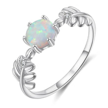 Load image into Gallery viewer, Rings Round White Opal Leaf Sterling Silver Ring