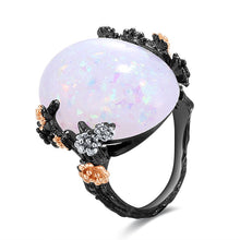 Load image into Gallery viewer, Rings Vintage White Fire Opal Natural Stone Ring