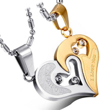 Load image into Gallery viewer, Necklaces His and Hers Matching Heart Stainless Steel Couple Necklace 2 Piece Set
