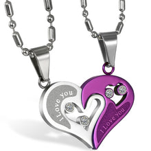 Load image into Gallery viewer, Necklaces His and Hers Matching Heart Stainless Steel Couple Necklace 2 Piece Set