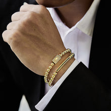 Load image into Gallery viewer, Bracelets 2 Pcs Crown Charm Long Tube Men Bracelet Pave CZ