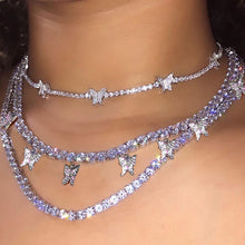 Load image into Gallery viewer, Necklaces Iced Out Butterfly Choker Necklaces
