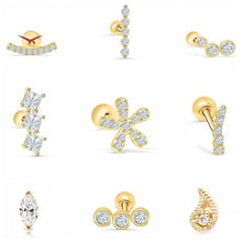 Load image into Gallery viewer, Earrings Geometric Crystal Zirconia Stud Earrings with 925 Sterling Silver