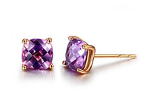 Load image into Gallery viewer, Earrings Natural Amethyst 18K Pure 750 Solid Gold Earrings