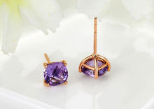 Load image into Gallery viewer, Earrings Natural Amethyst 18K Pure 750 Solid Gold Earrings