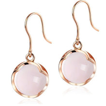 Load image into Gallery viewer, Earrings Natural Hibiscus Stone 18K Pure 750 Solid Gold Earrings