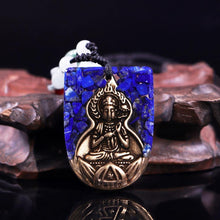 Load image into Gallery viewer, Necklaces Natural Lapis Lazuli Buddha Amulet Necklace With Adjustable Orgone Chakra Healing Crystals