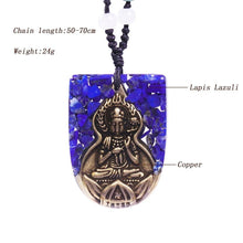 Load image into Gallery viewer, Necklaces Natural Lapis Lazuli Buddha Amulet Necklace With Adjustable Orgone Chakra Healing Crystals