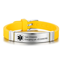 Load image into Gallery viewer, Bracelets Personalized Stainless Steel Medical Alert ID Silicone Bracelets