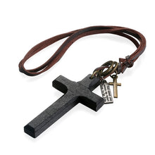 Load image into Gallery viewer, Necklaces Vintage Wood Cross Charm Necklace