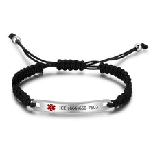 Load image into Gallery viewer, Bracelets Personalized Stainless Steel Medical Alert ID Braided Bracelets