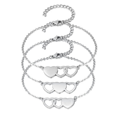 Bracelets Personalized Name BFF Heart Bracelets - Set of 3