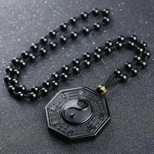 Load image into Gallery viewer, Necklaces Natural Obsidian Yin And Yang Pendant Necklace
